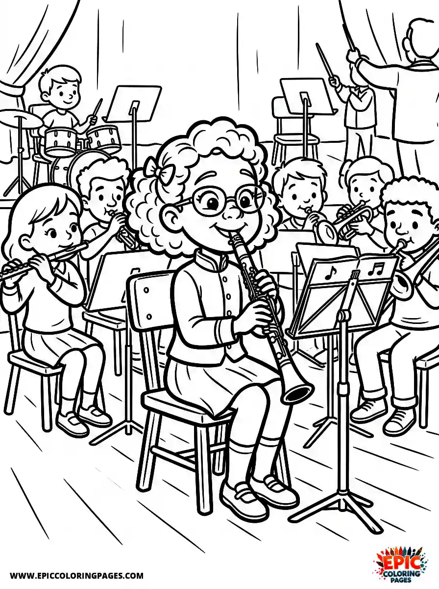 2D Disney Style Girl cute 2d disney style girl playing clarinet in band