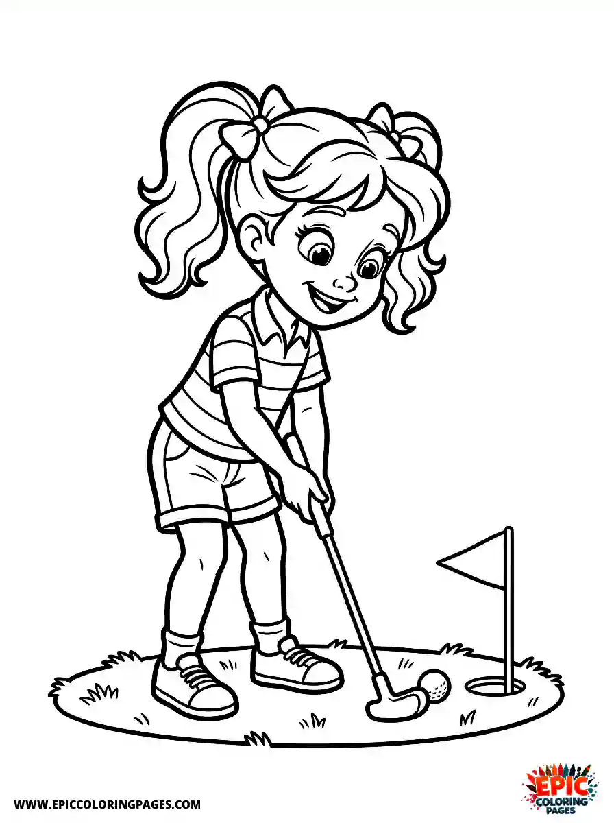 2D Disney Style Girl cute 2d disney style girl putting playing mini golf