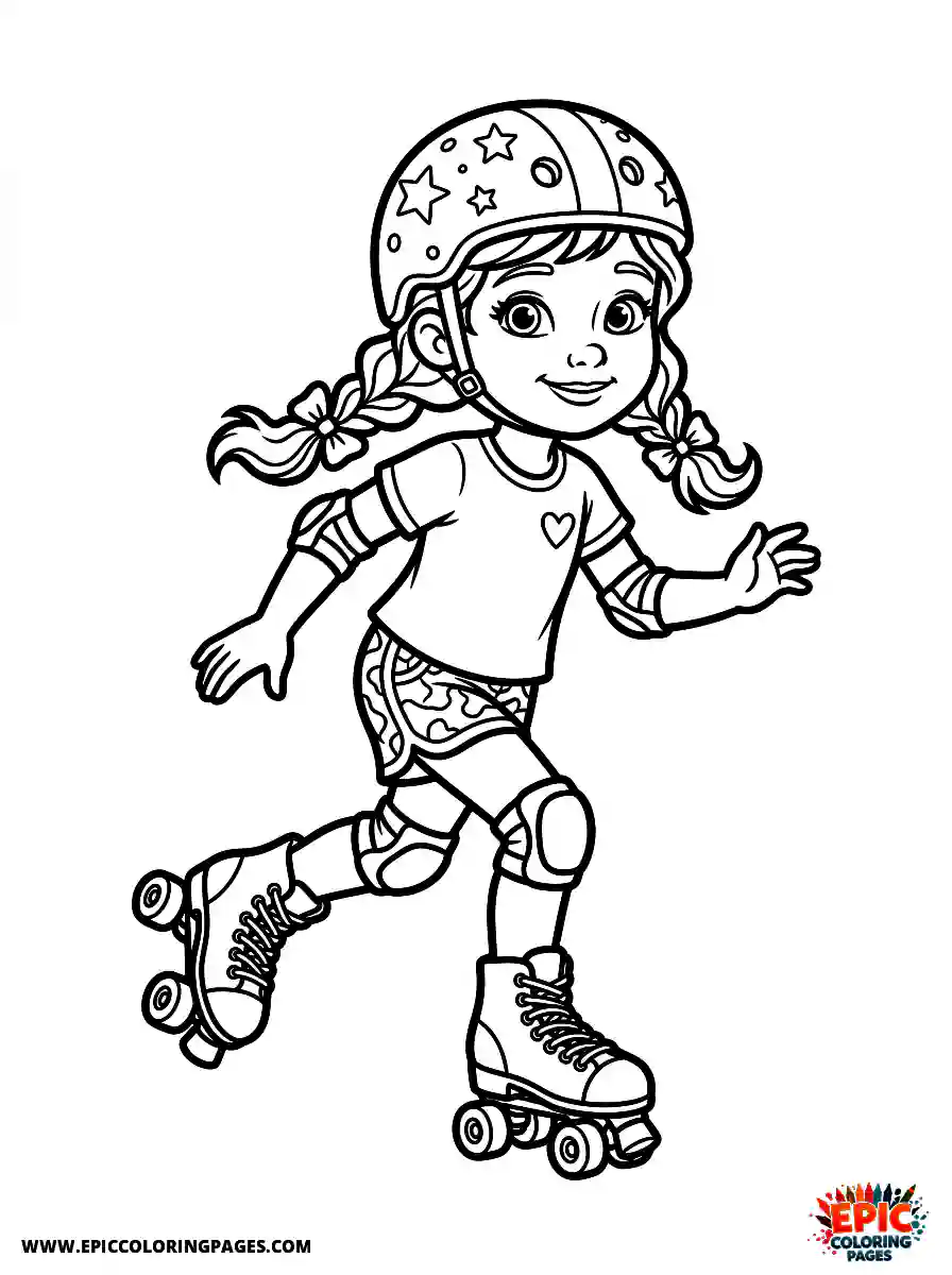 2D Disney Style Girl cute 2d disney style girl roller skating in park