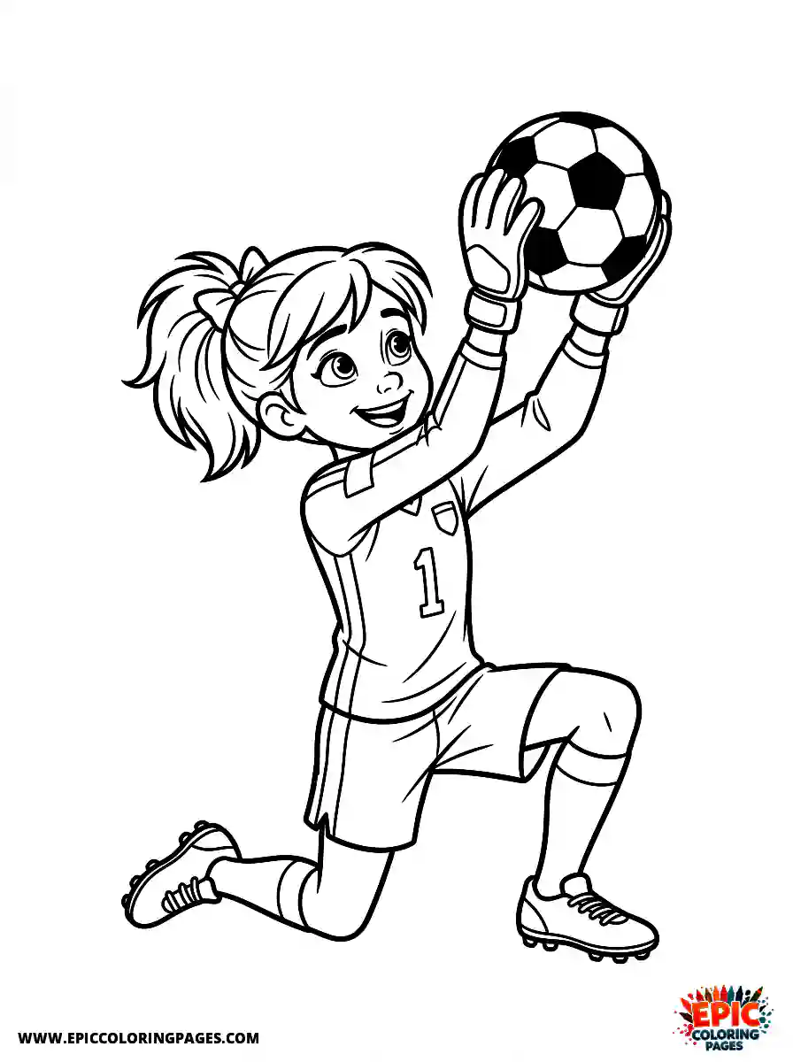 2D Disney Style Girl cute 2d disney style girl soccer goalie catching ball