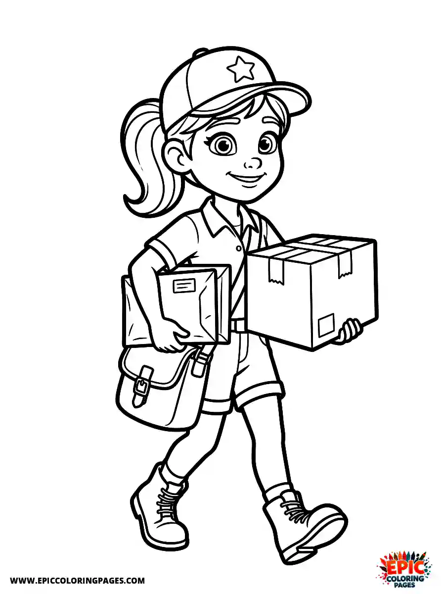 3D Disney Style Girl Cute 3D Disney style girl mailman delivering packages