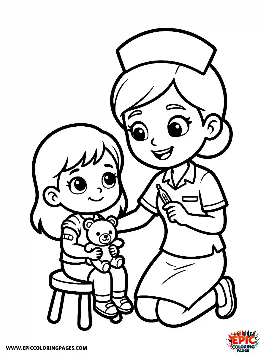 Cartoon Girl cute cartoon girl nurse helping patient medical