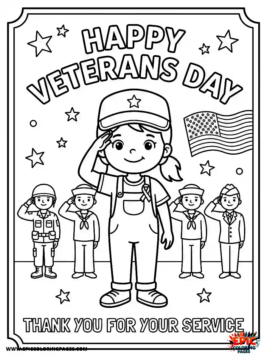 Cartoon Girl cute cartoon girl veterans day salute military