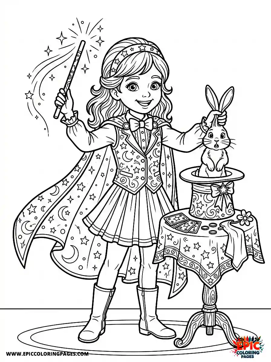 Detailed Girl cute detailed girl as a magician performing tricks