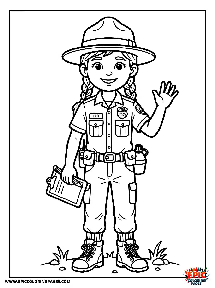 Detailed Girl cute detailed girl as a park ranger outdoors