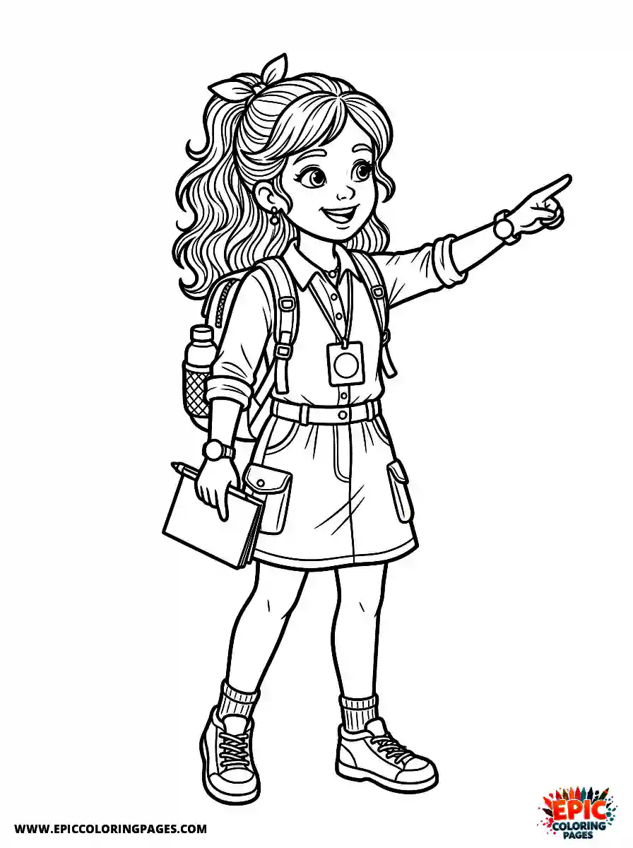 Detailed Girl cute detailed girl as a tour guide showing sights
