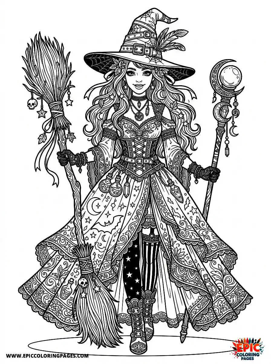 Detailed Girl cute detailed girl dressed as a witch for halloween