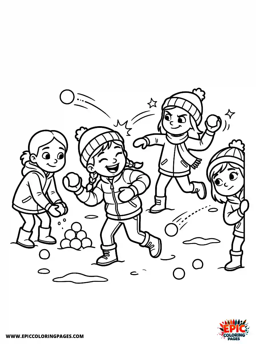 Detailed Girl cute detailed girl having a snowball fight