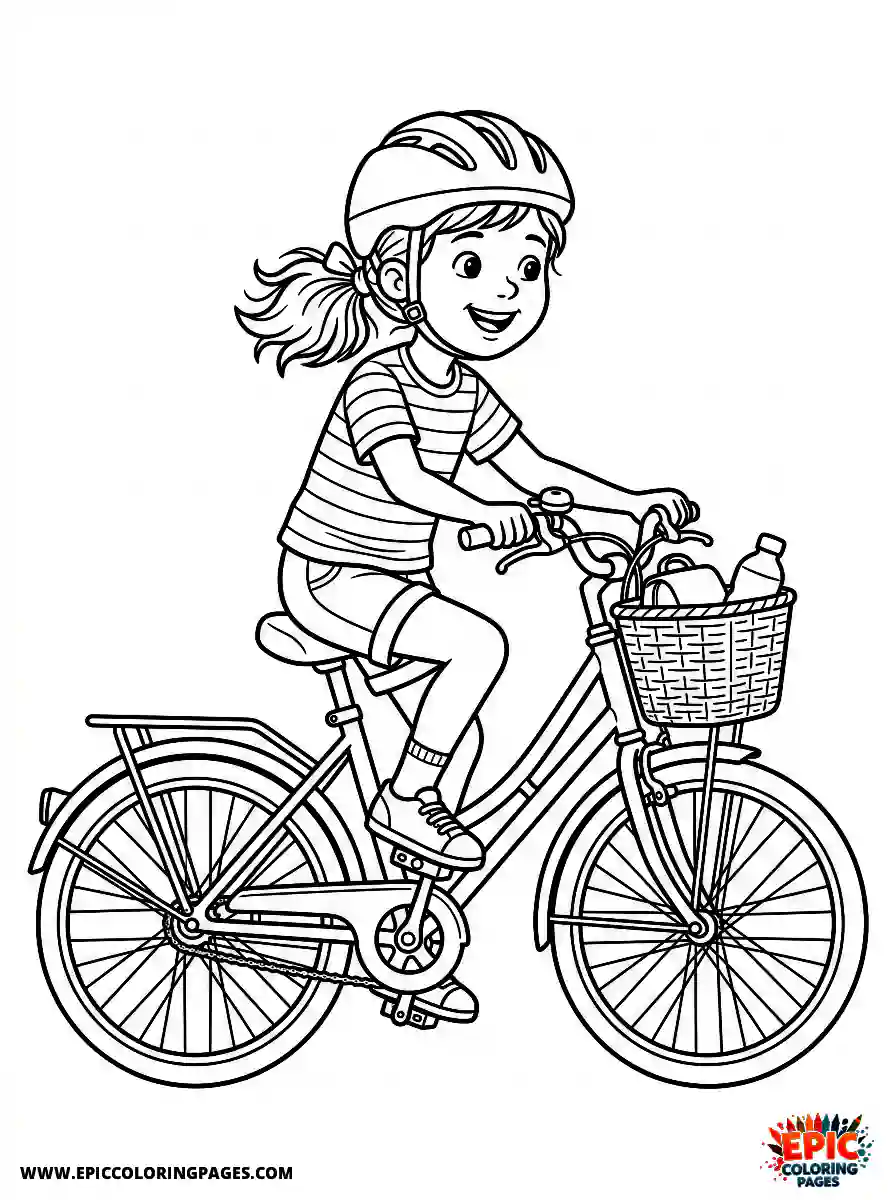 Detailed Girl cute detailed girl riding a bicycle in a park