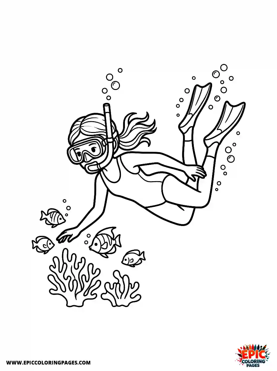 Detailed Girl cute detailed girl snorkeling underwater and exploring