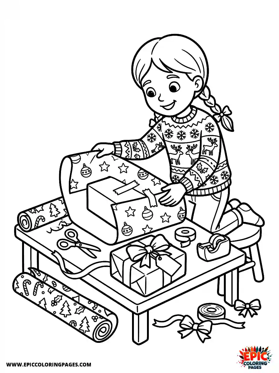 Detailed Girl cute detailed girl wrapping christmas gifts