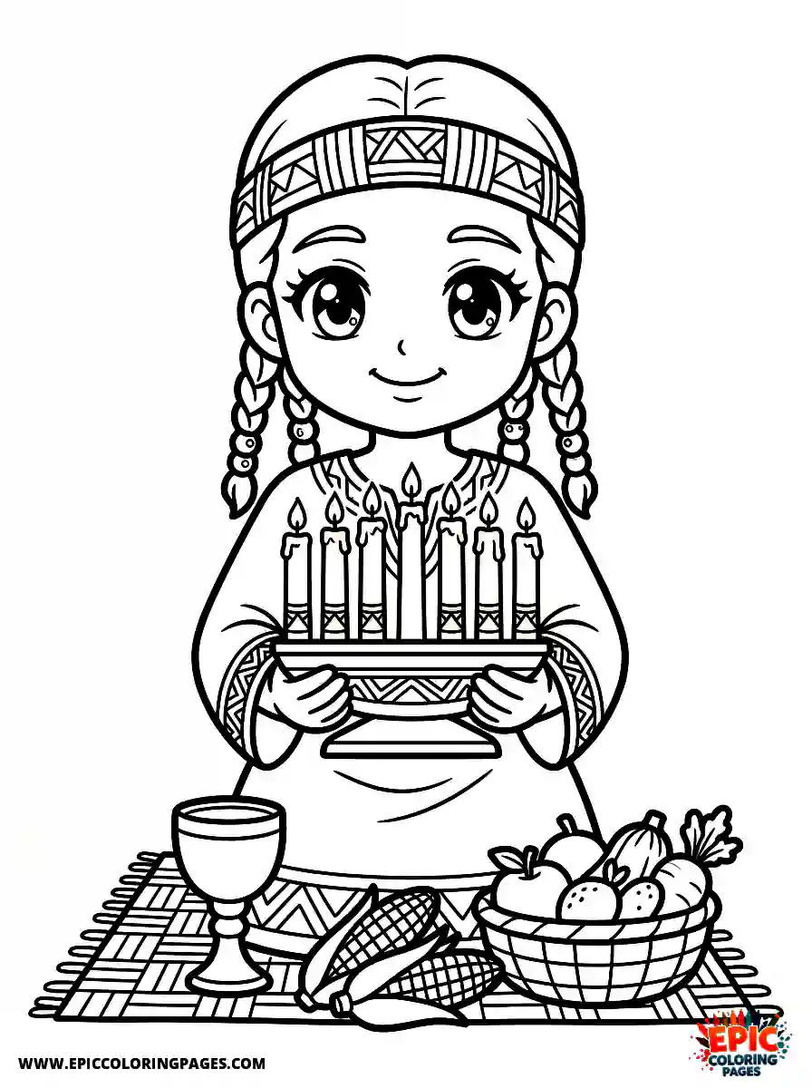 Manga Girl cute manga girl celebrating kwanzaa ceremony
