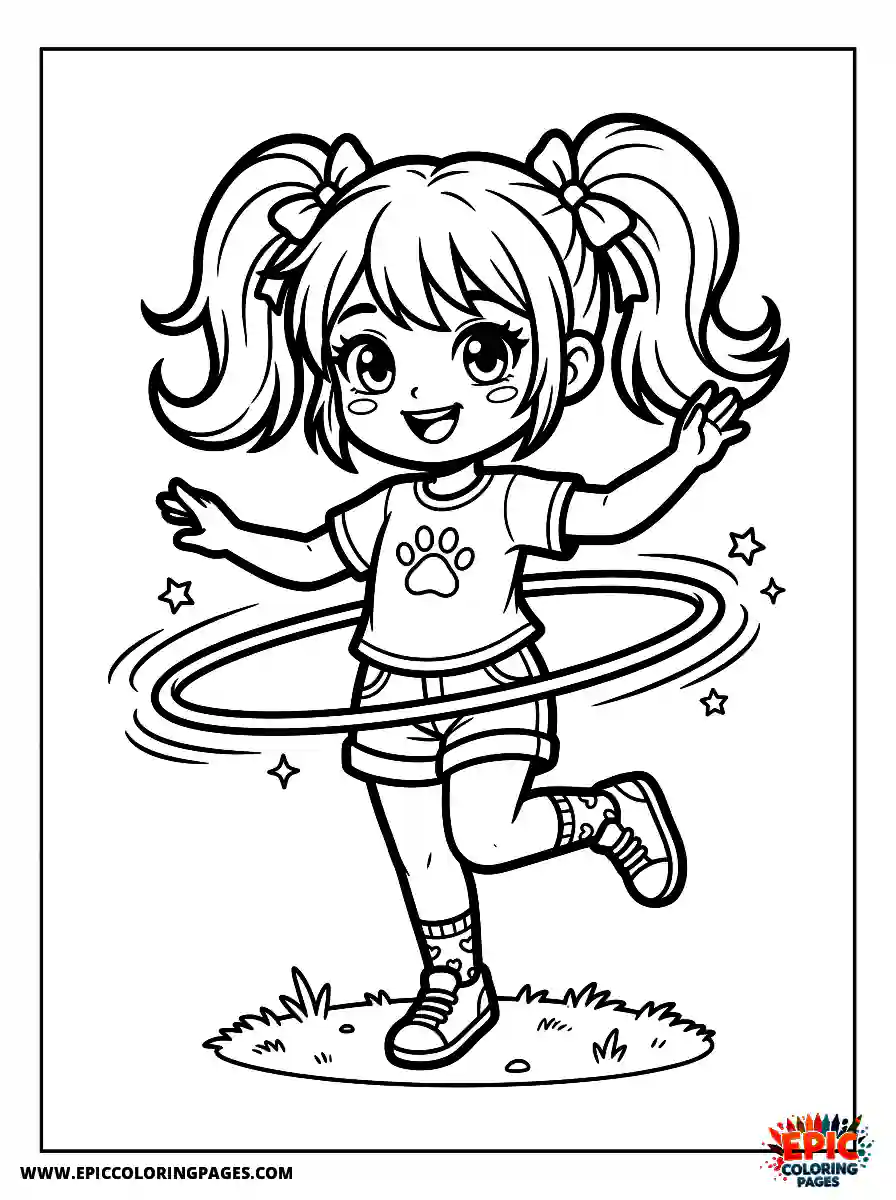 Manga Girl cute manga girl doing hula hoop at playground