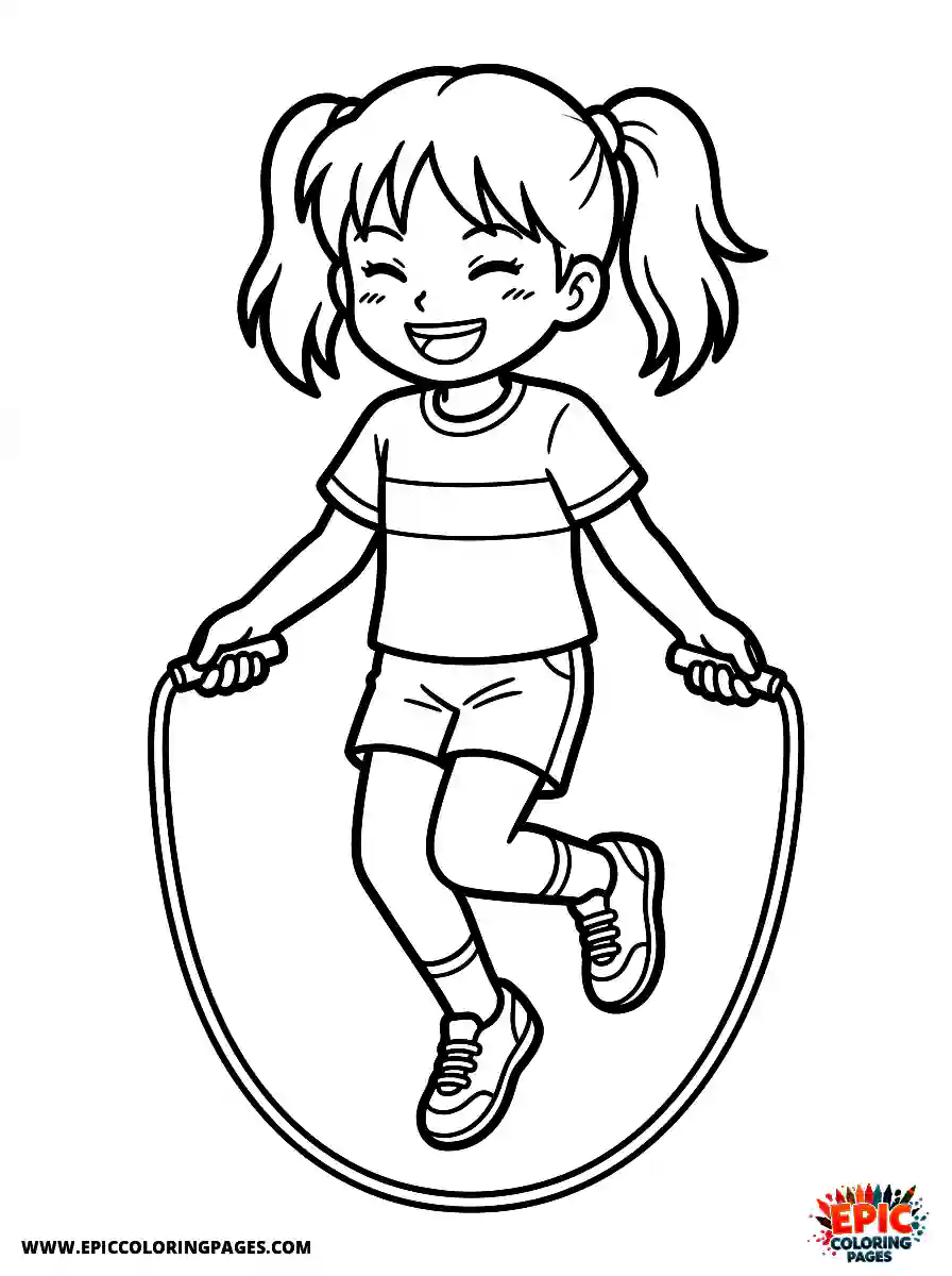Manga Girl cute manga girl jumping rope at playground