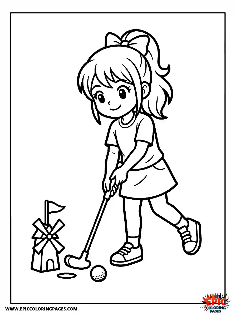 Manga Girl cute manga girl playing mini golf course