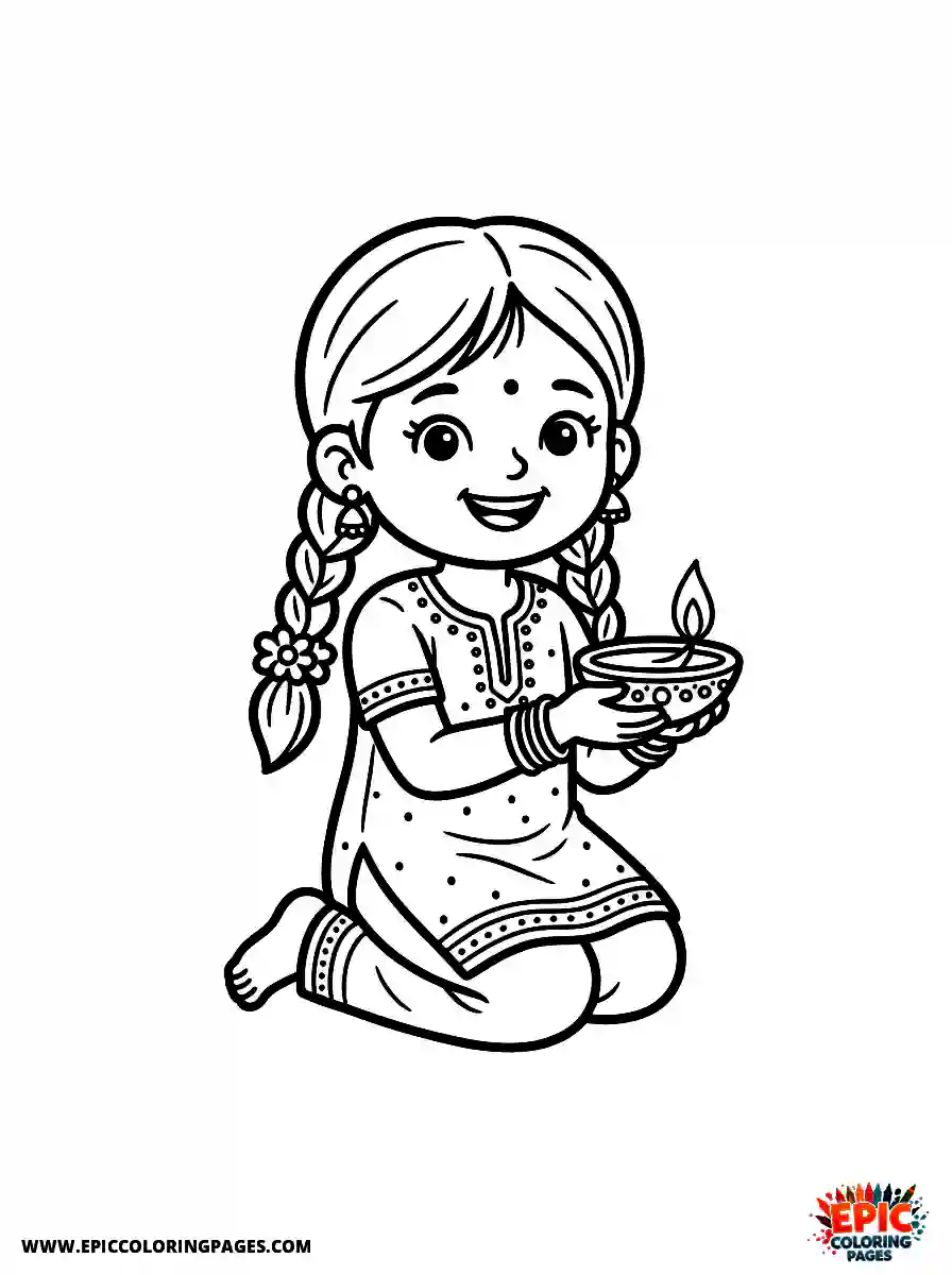 Simple Girl cute simple girl celebrating diwali festival lights