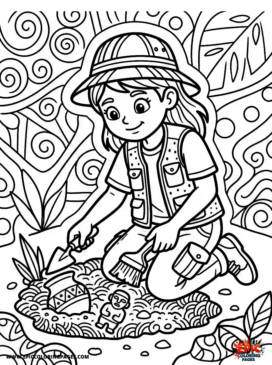 Zentangle Girl cute zentangle girl archaeologist discovering ancient artifacts