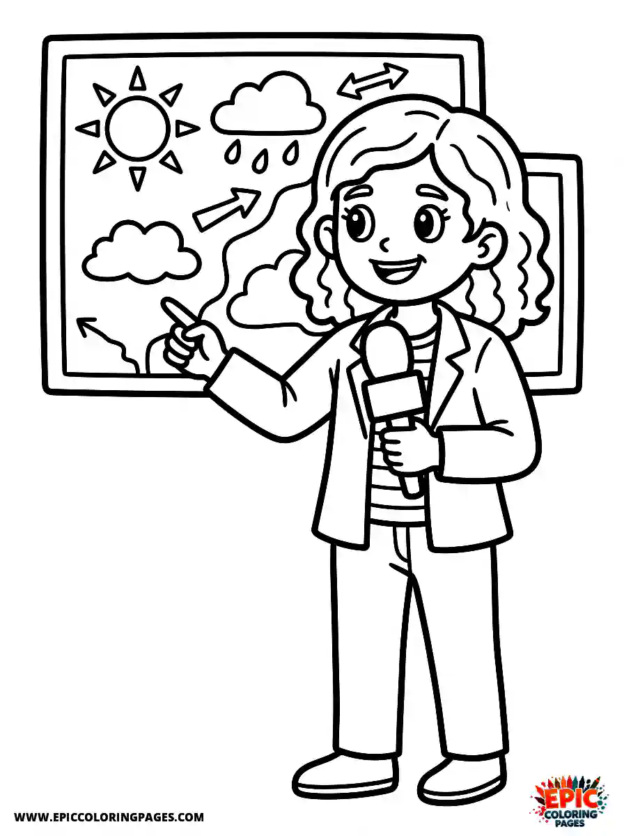 Detailed Girl detailed girl as a meteorologist forecasting the weather