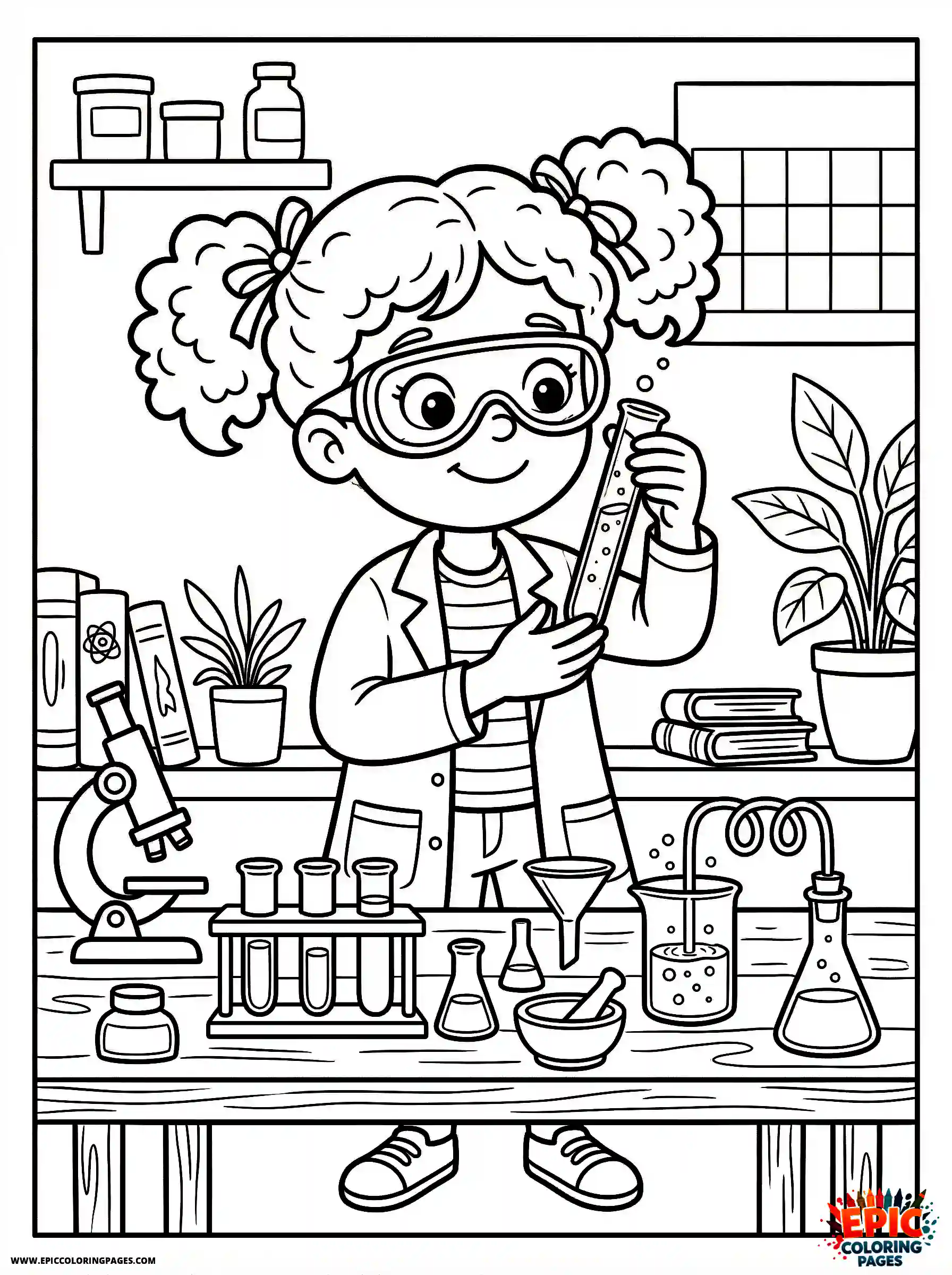 Detailed Girl detailed girl doing science experiments with test tubes