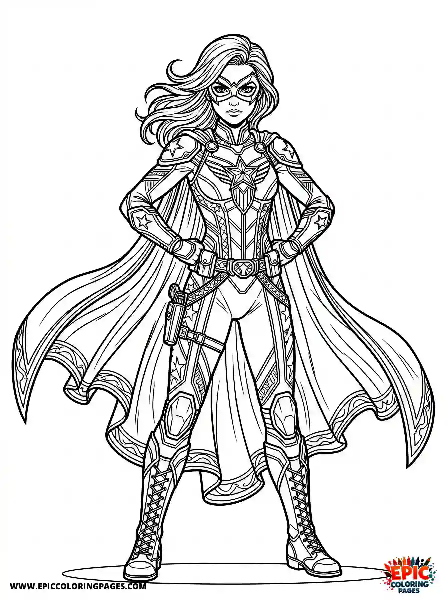 Detailed Girl detailed girl dressed as a superhero with a cape