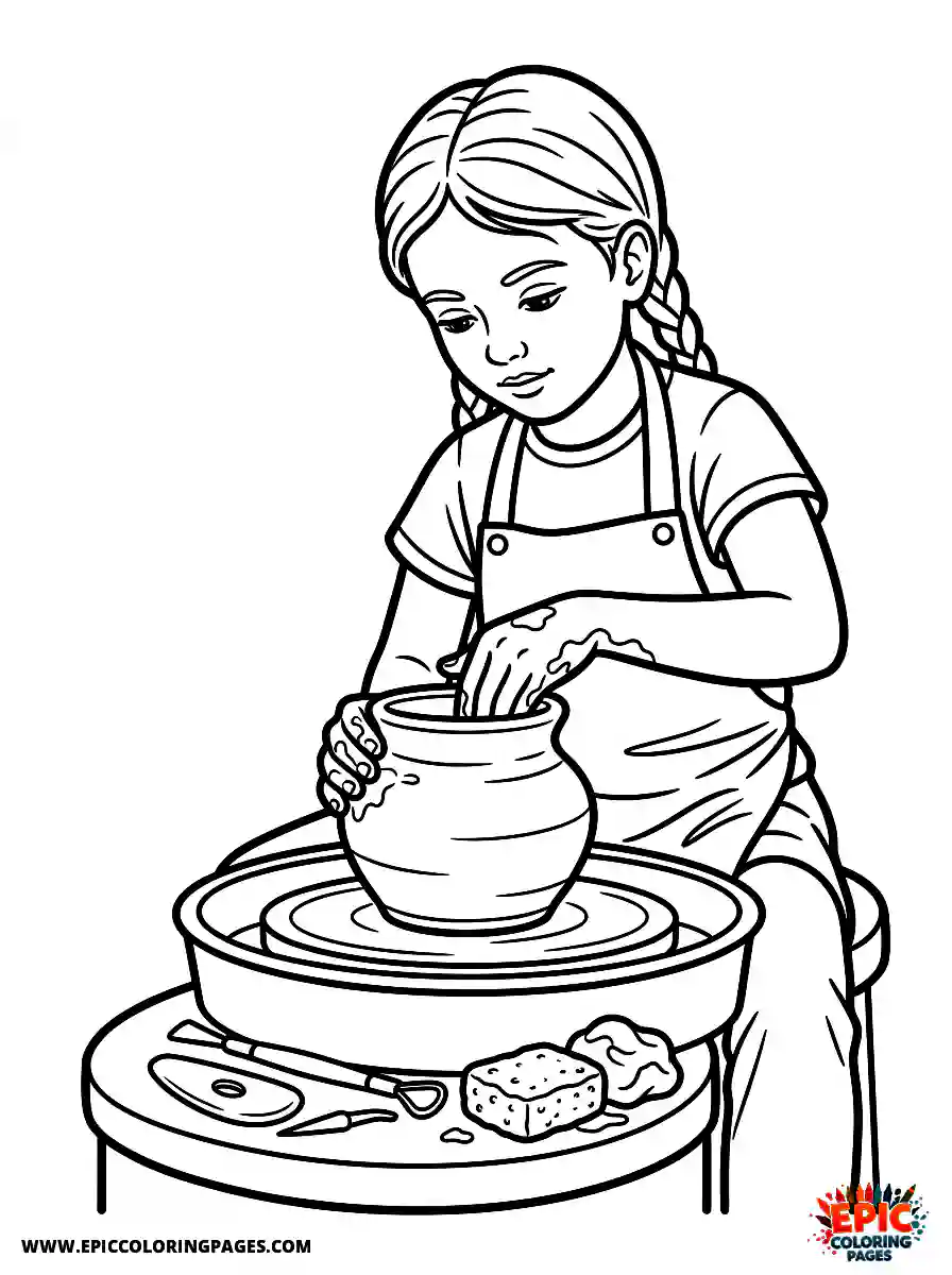 Detailed Girl detailed girl making a clay pottery sculpture