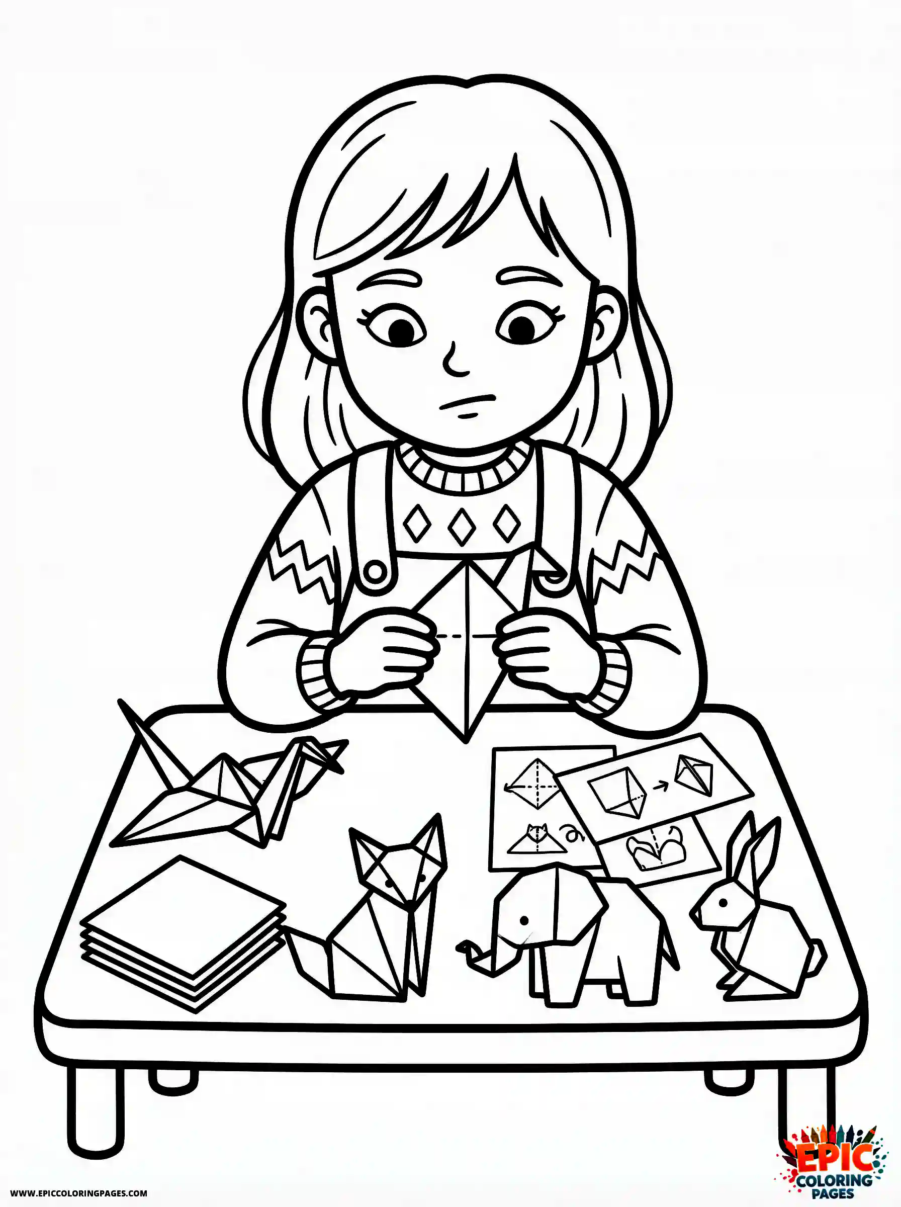 Detailed Girl detailed girl making origami animals