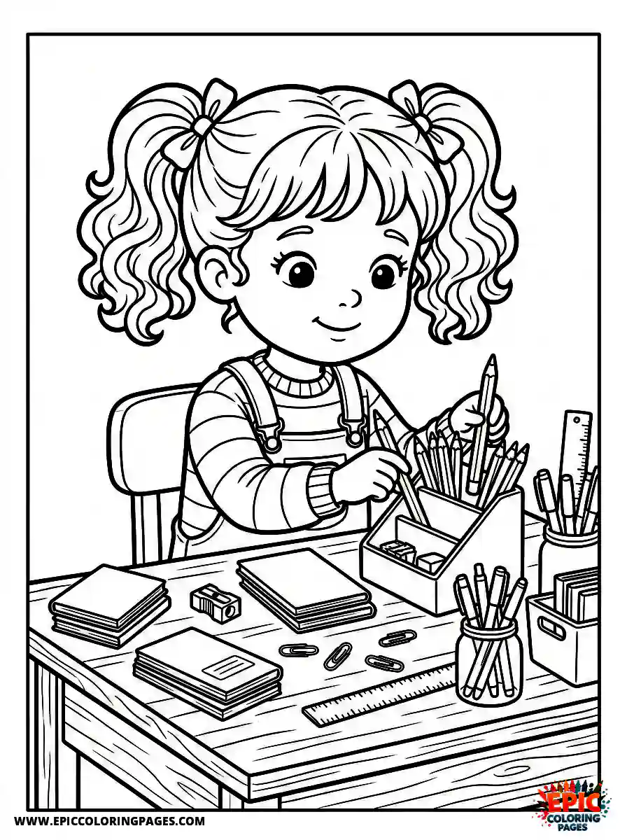 Detailed Girl detailed girl organizing desk supplies