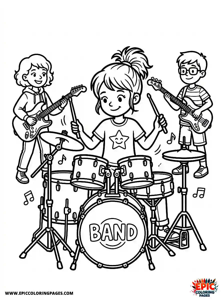 Detailed Girl detailed girl playing drums in a band