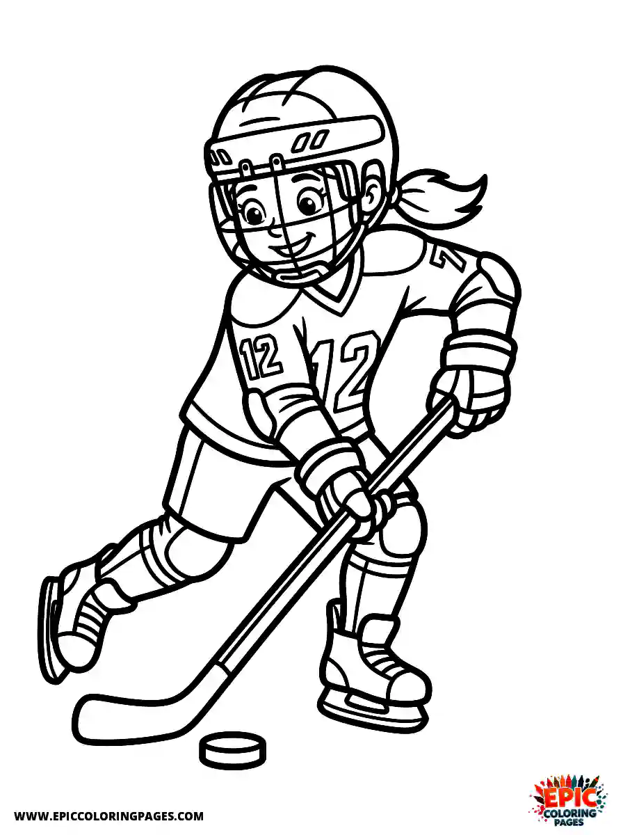 Detailed Girl detailed girl playing hockey on ice