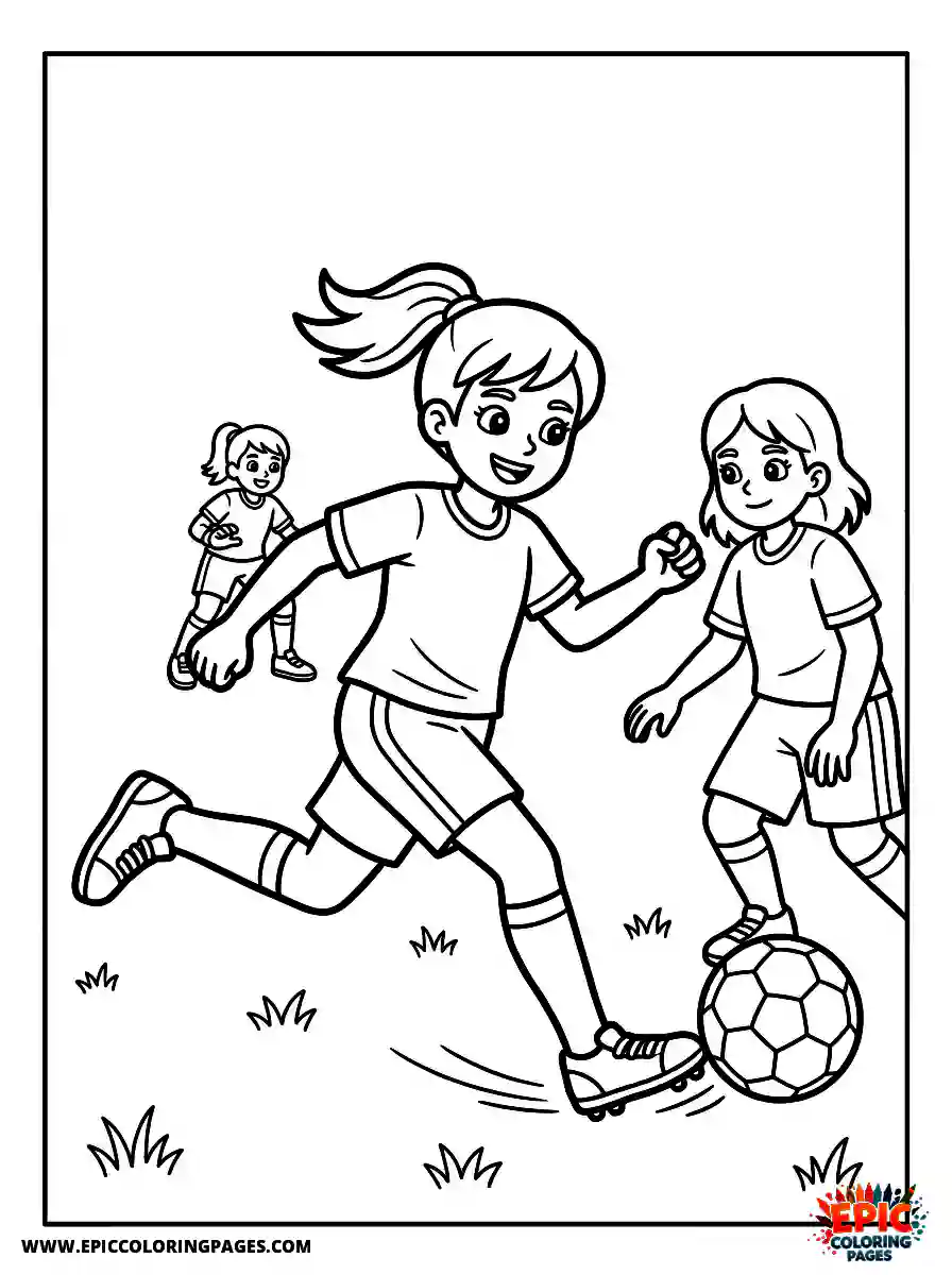 Detailed Girl detailed girl playing soccer at a school field