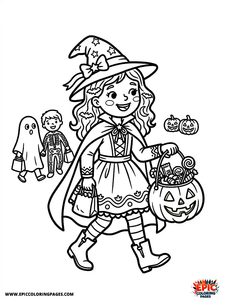 Detailed Girl detailed girl trick or treating on halloween night