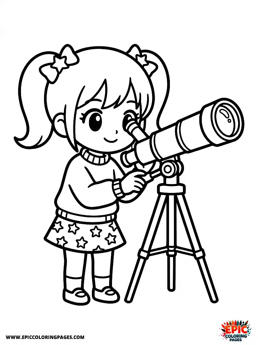 Manga Girl manga girl as astronomer with telescope