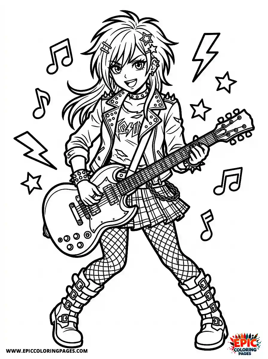 Manga Girl manga girl as rockstar with electric guitar