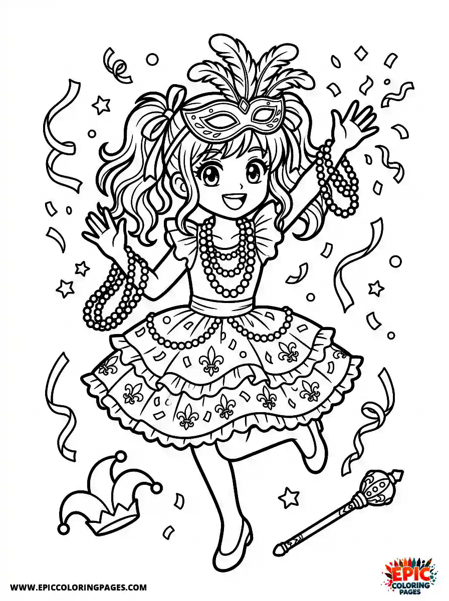 Manga Girl manga girl celebrating mardi gras parade