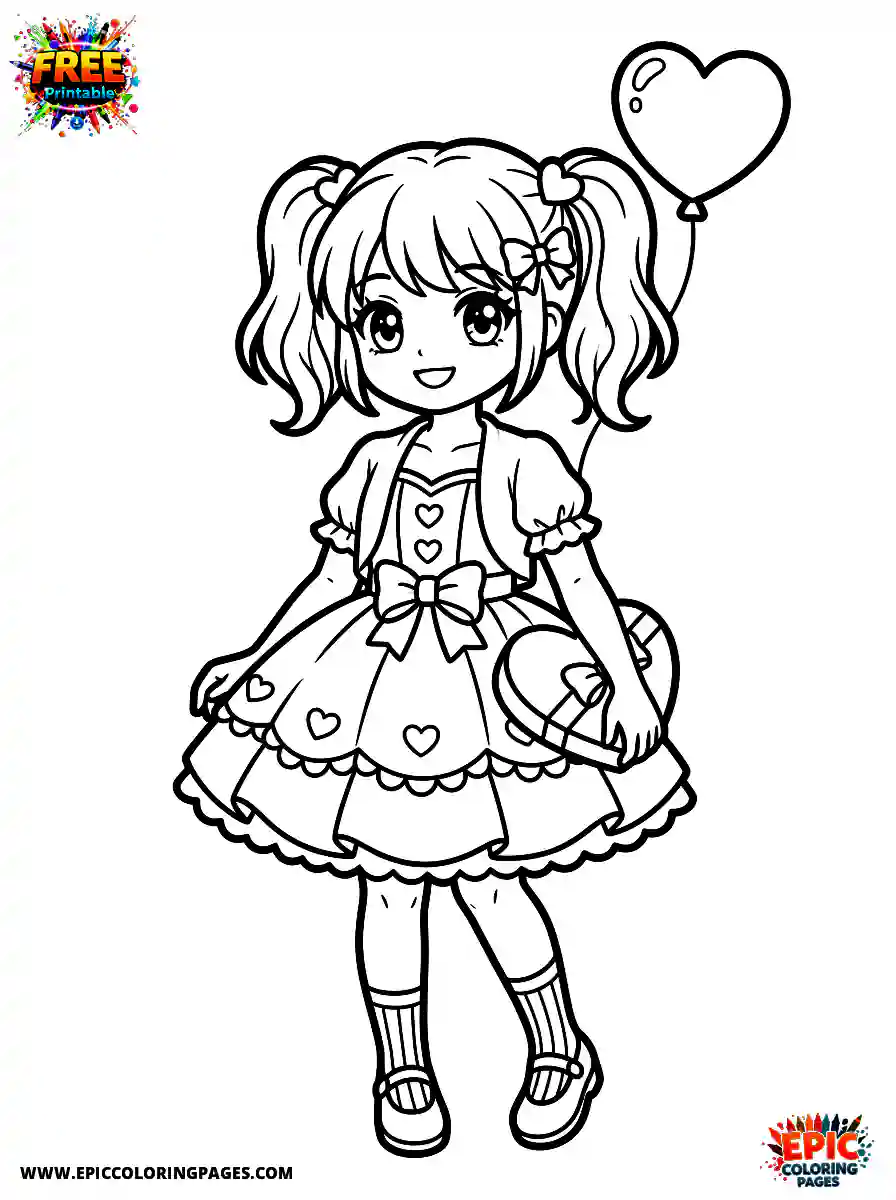2D Disney Style Girl manga girl coloring sheet