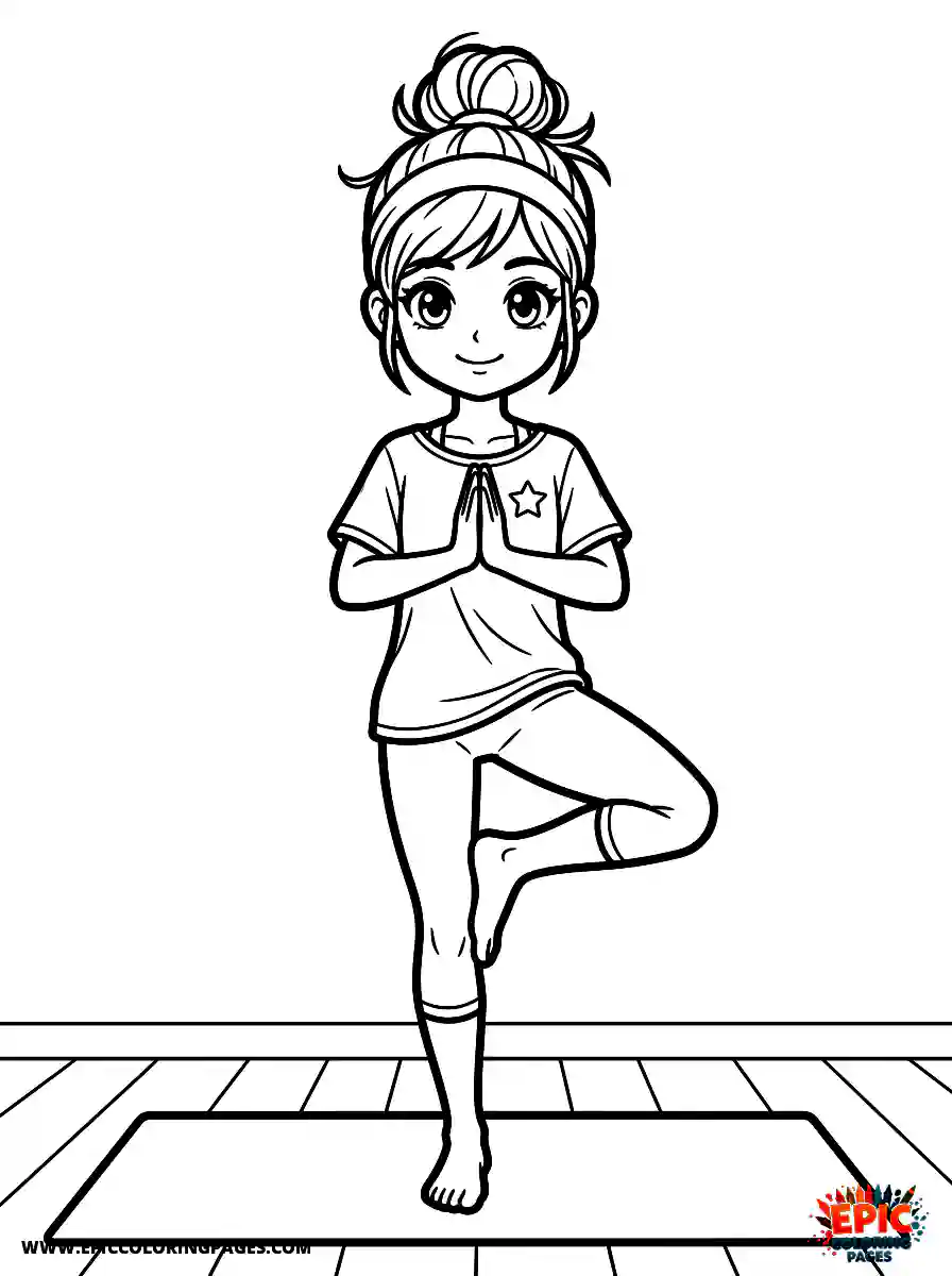 Manga Girl manga girl doing yoga in gym