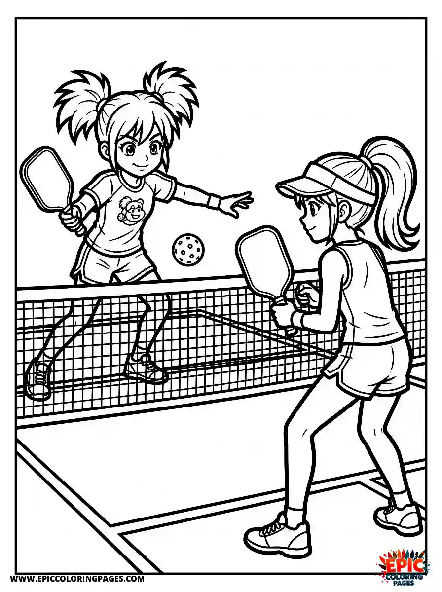Manga Girl manga girl playing pickleball at court