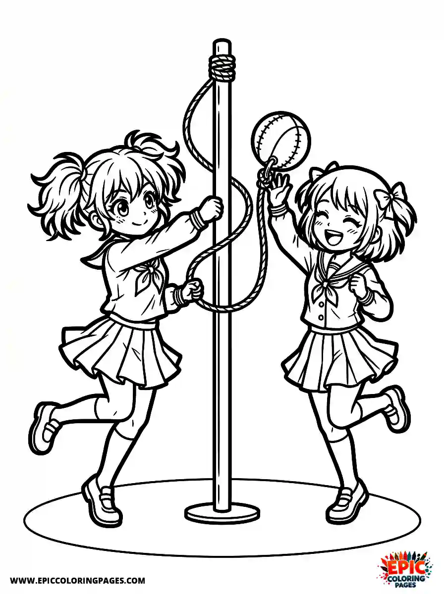 Manga Girl manga girl playing tetherball at school
