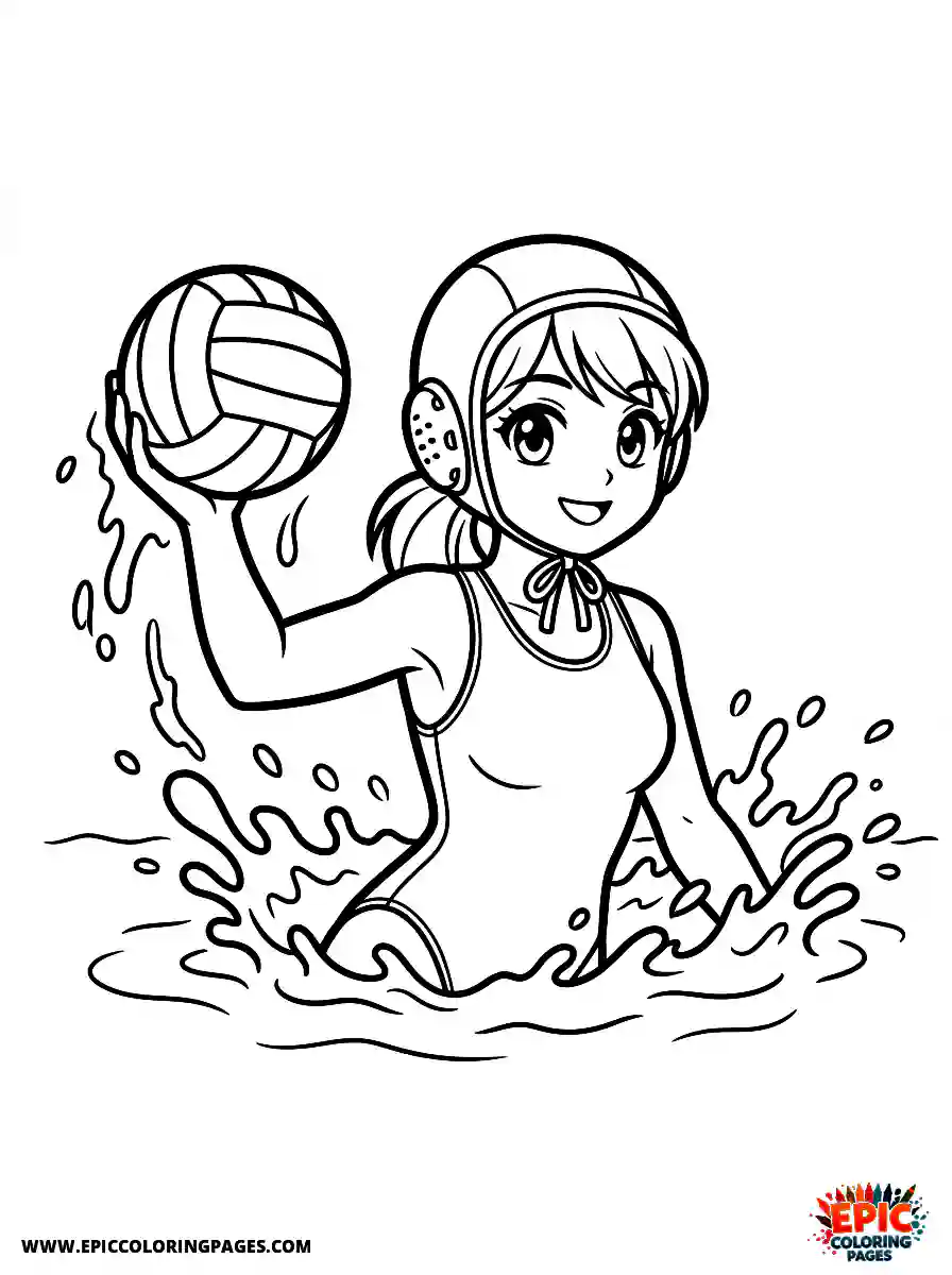 Manga Girl manga girl playing water polo in pool