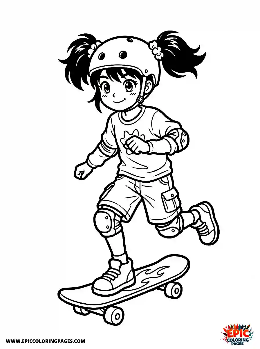 Manga Girl manga girl skateboarding in skate park