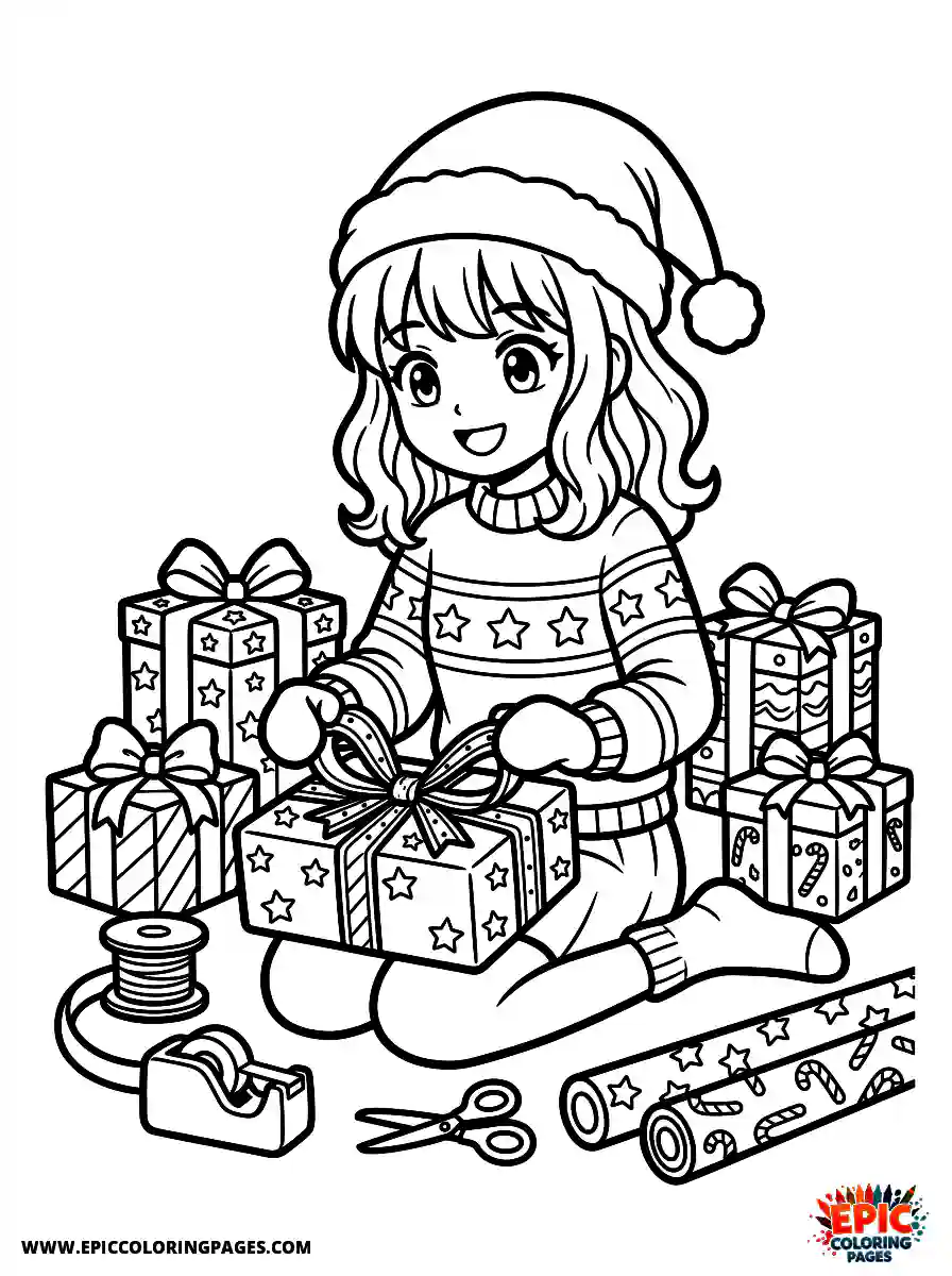 Manga Girl manga girl wrapping gifts for christmas