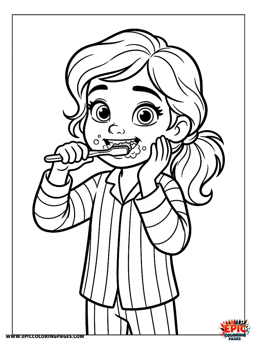 2D Disney Style Girl simple 2d disney style girl brushing teeth in bathroom