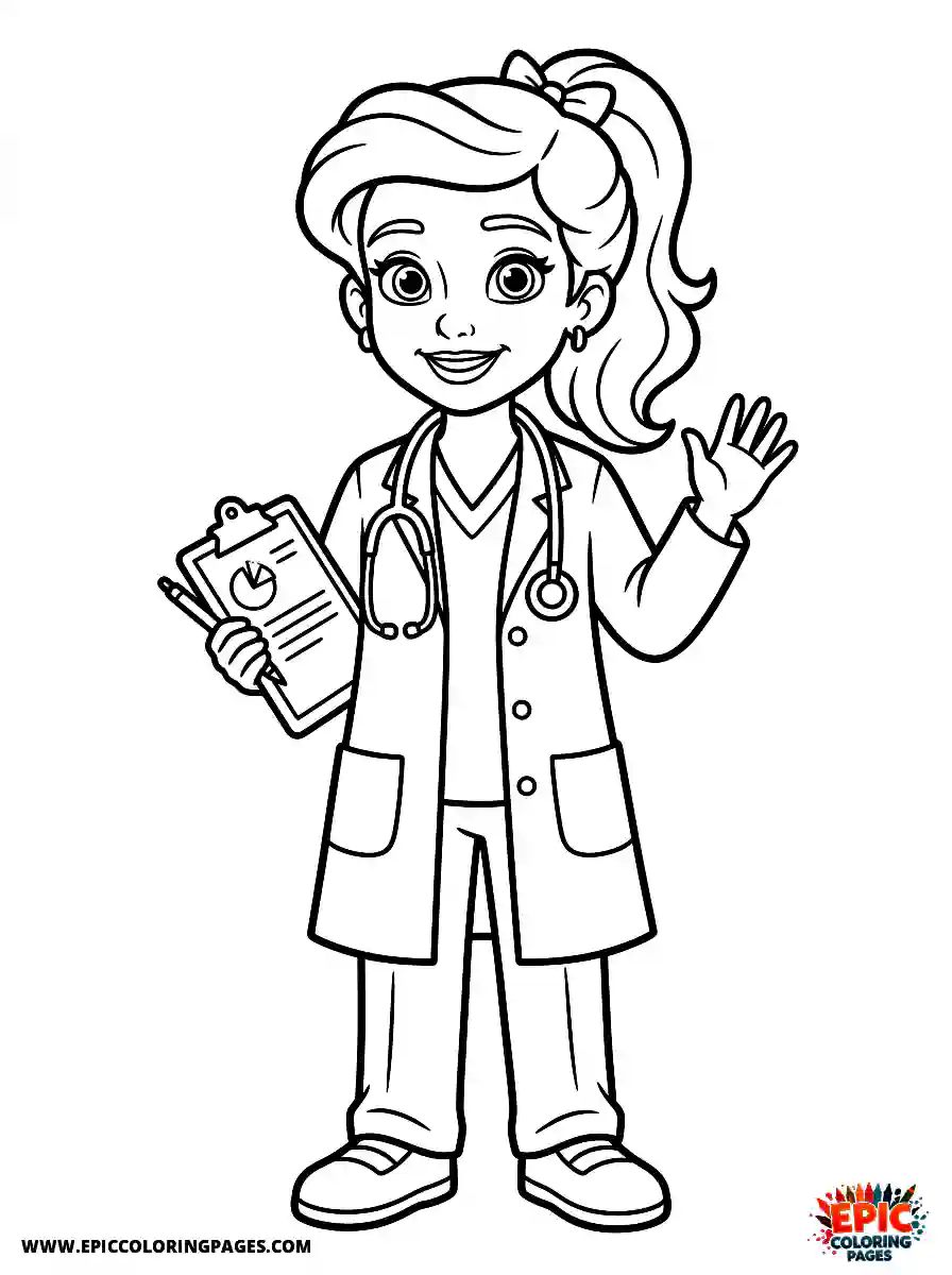 2D Disney Style Girl simple 2d disney style girl dressed as doctor in hospital