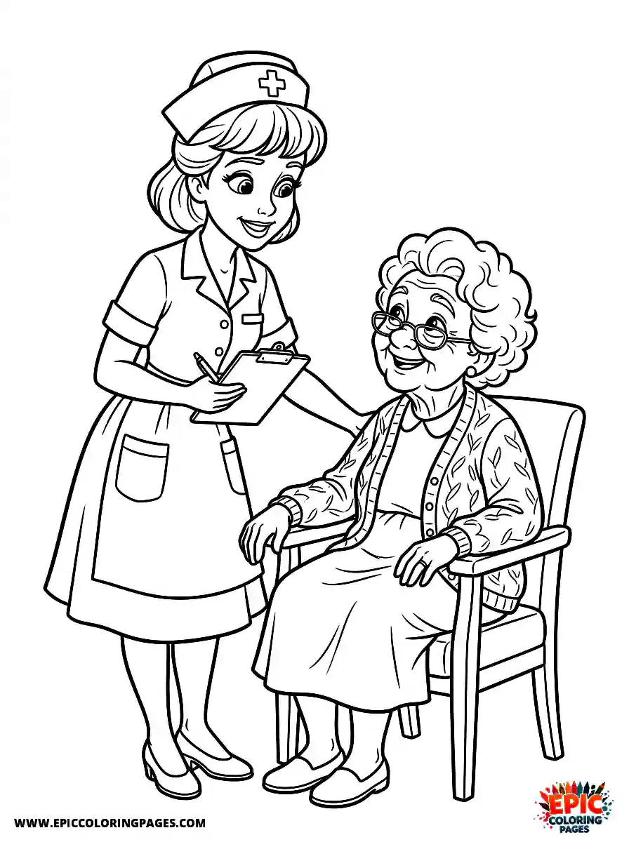 2D Disney Style Girl simple 2d disney style girl dressed as nurse helping patient