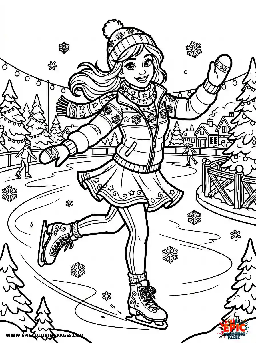 2D Disney Style Girl simple 2d disney style girl ice skating on rink