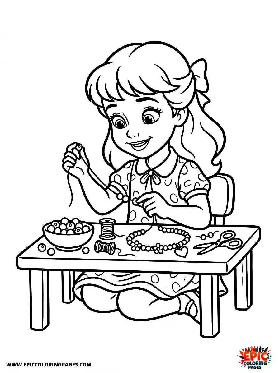 2D Disney Style Girl simple 2d disney style girl making friendship necklace