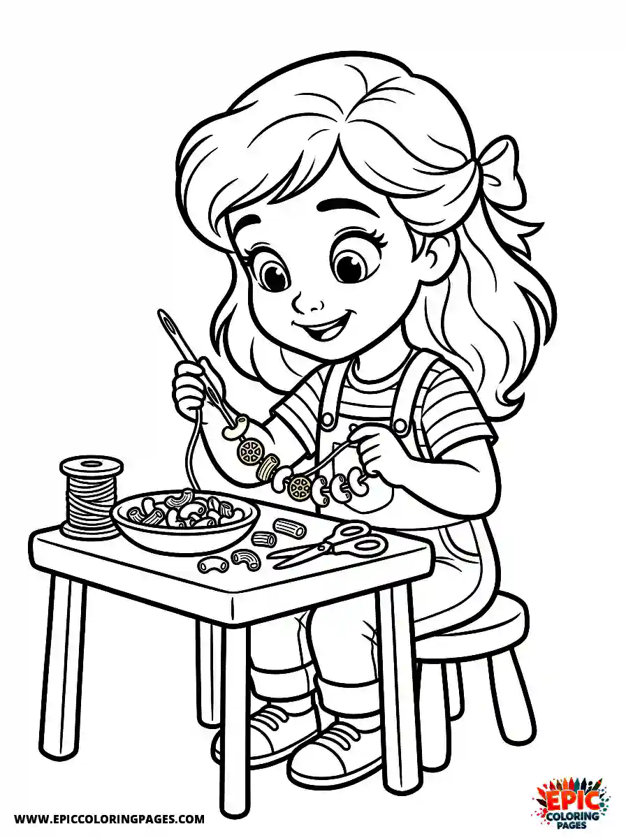2D Disney Style Girl simple 2d disney style girl making macaroni necklace craft