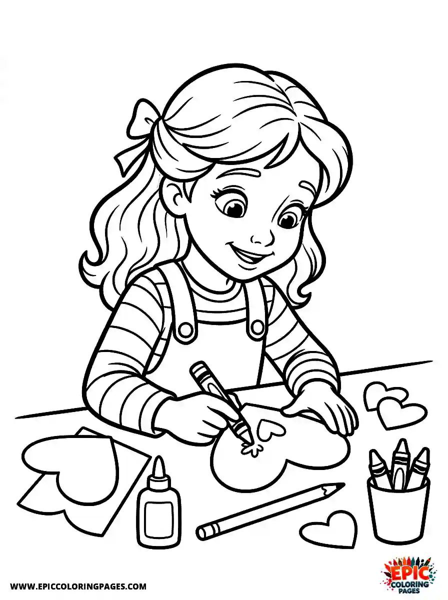 2D Disney Style Girl simple 2d disney style girl making valentine cards
