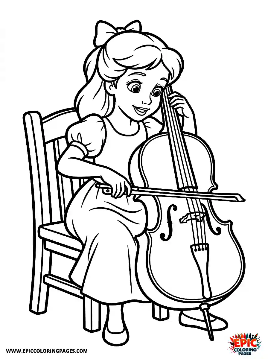 2D Disney Style Girl simple 2d disney style girl playing cello in recital