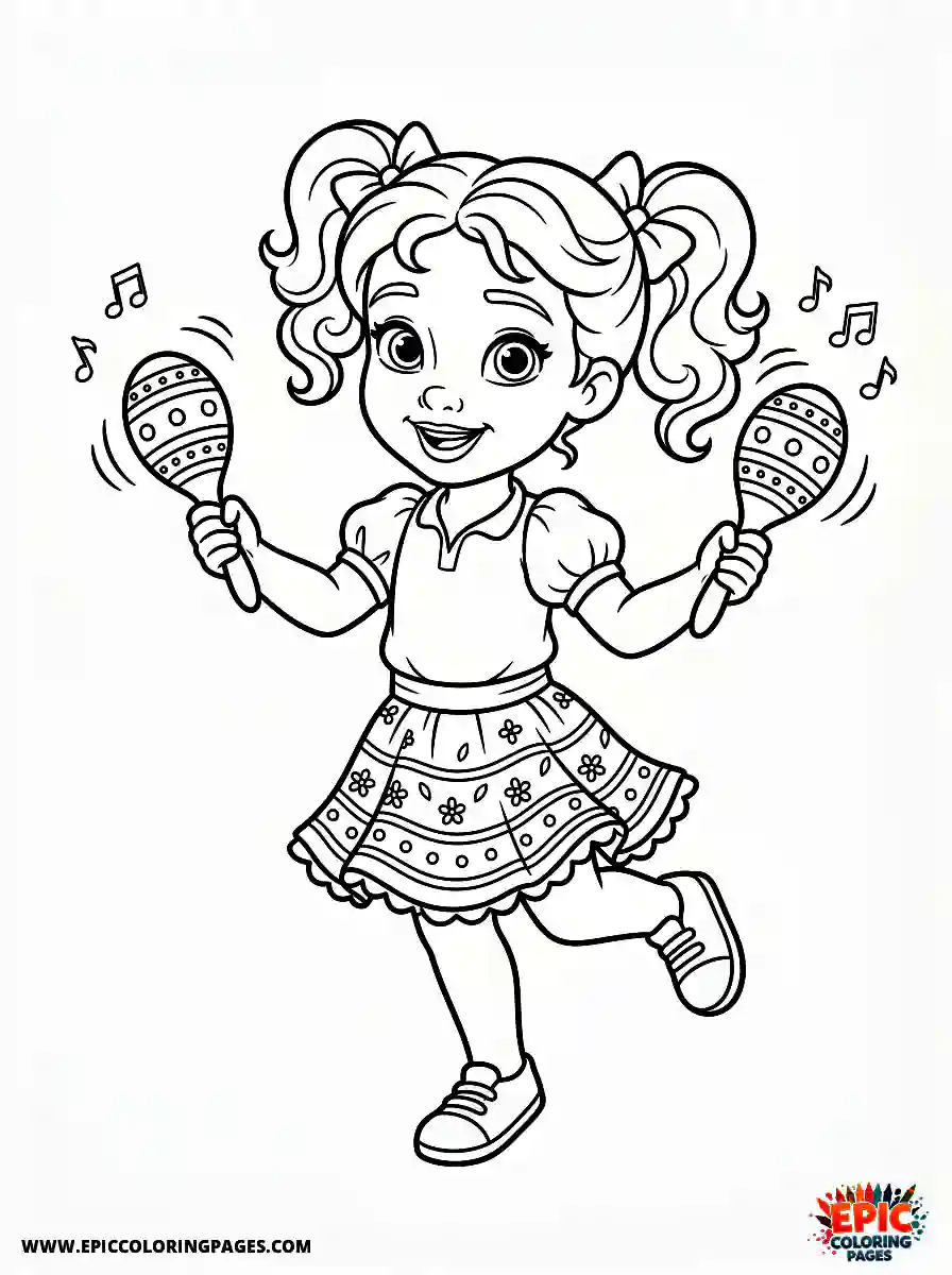 2D Disney Style Girl simple 2d disney style girl playing maracas instrument
